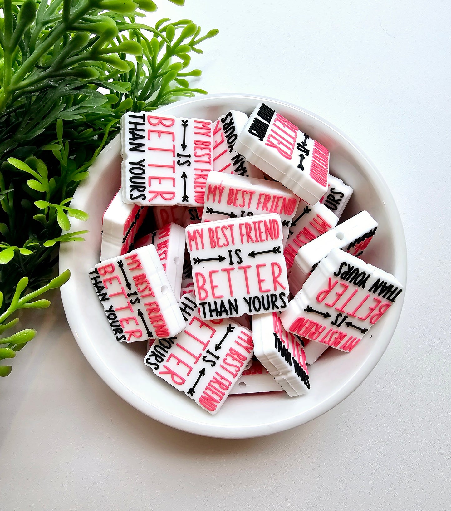 Best Friend is Better Focal Bead, White