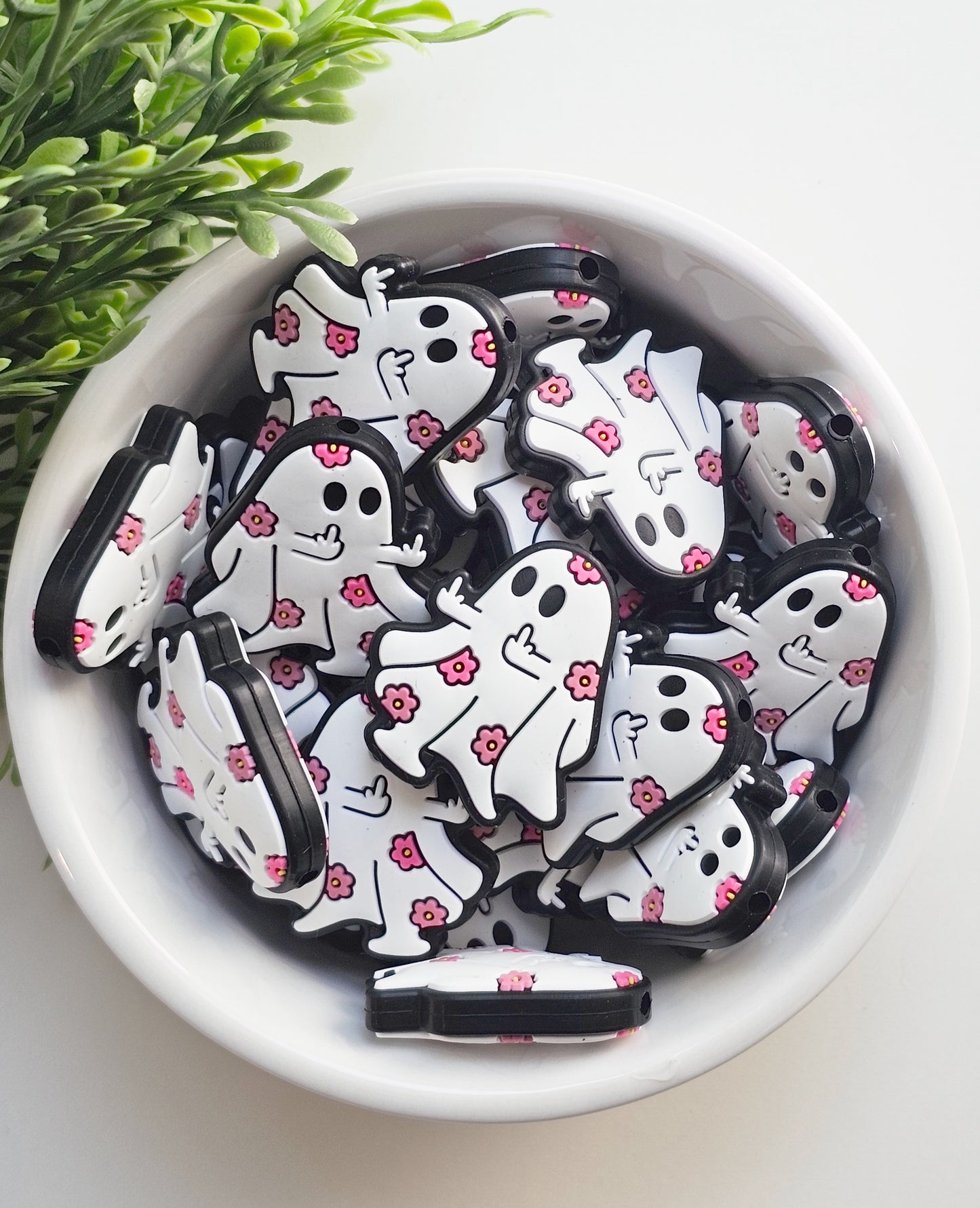 Fingers Up Ghostie Focal Bead