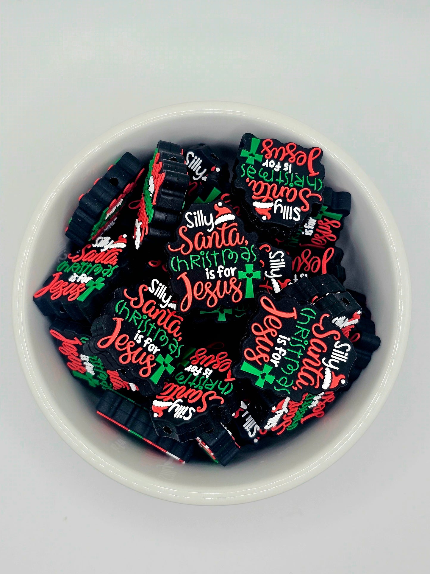 Silly Santa, Christmas is for Jesus Focal Bead