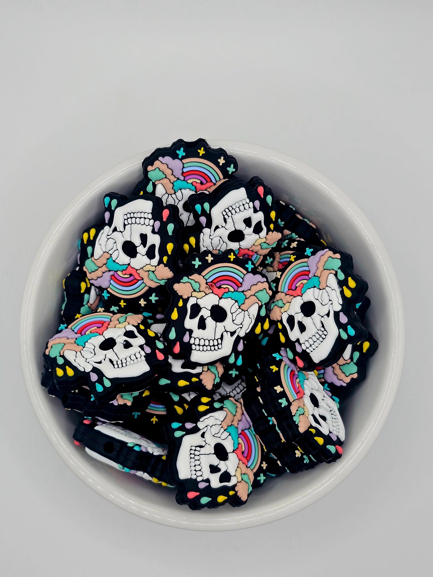 Rainbow Skull Focal Bead