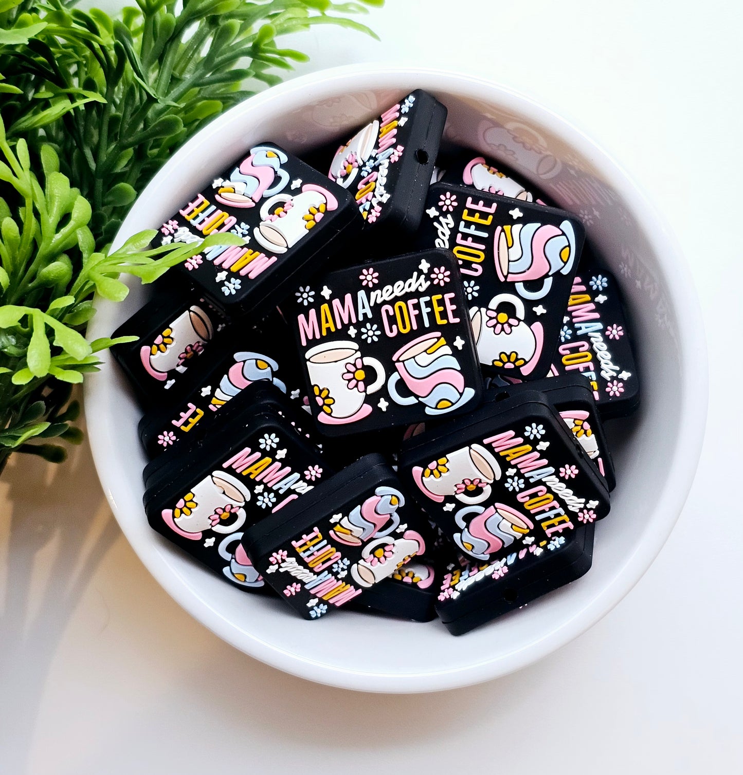 Mama Needs Coffee Focal Bead