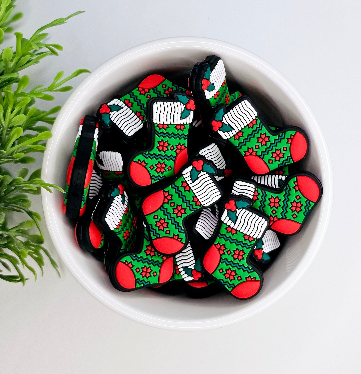 Mistletoe Stocking Focal Bead